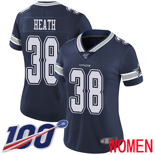 Women Dallas Cowboys Limited Navy Blue Jeff Heath Home #38 100th Season Vapor Untouchable NFL Jersey->women nfl jersey->Women Jersey